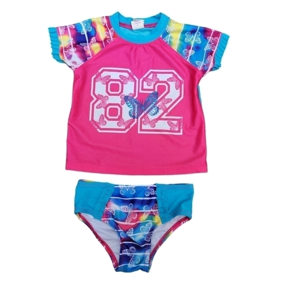 Op Girls Size 3T Tie Dye Butterfly Rashguard 2-Piece Swimsuit Swim Set